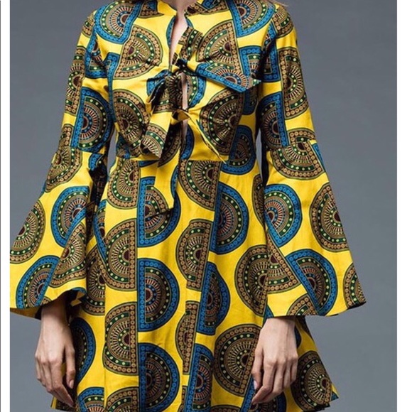 African Print Ruffled Detailed Fashion Dress/ Top - Picture 2 of 5